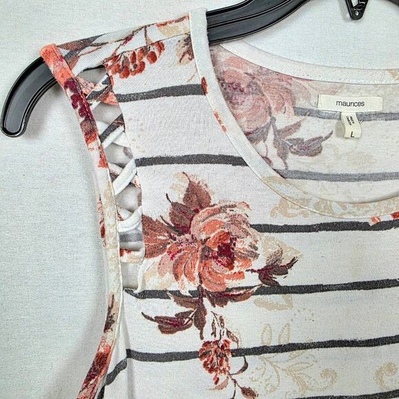 Maurices Floral Stripe Sleeveless Top Size L - Picture 3 of 7